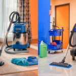 Comparison of two different professional vacuum cleaners indoors