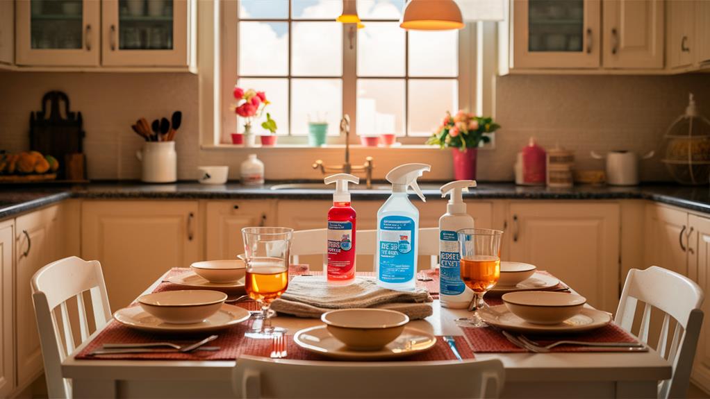 sanitize kitchen and dining